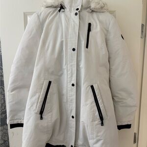 Tahari Women's White Ski Jacket with Black Accents
